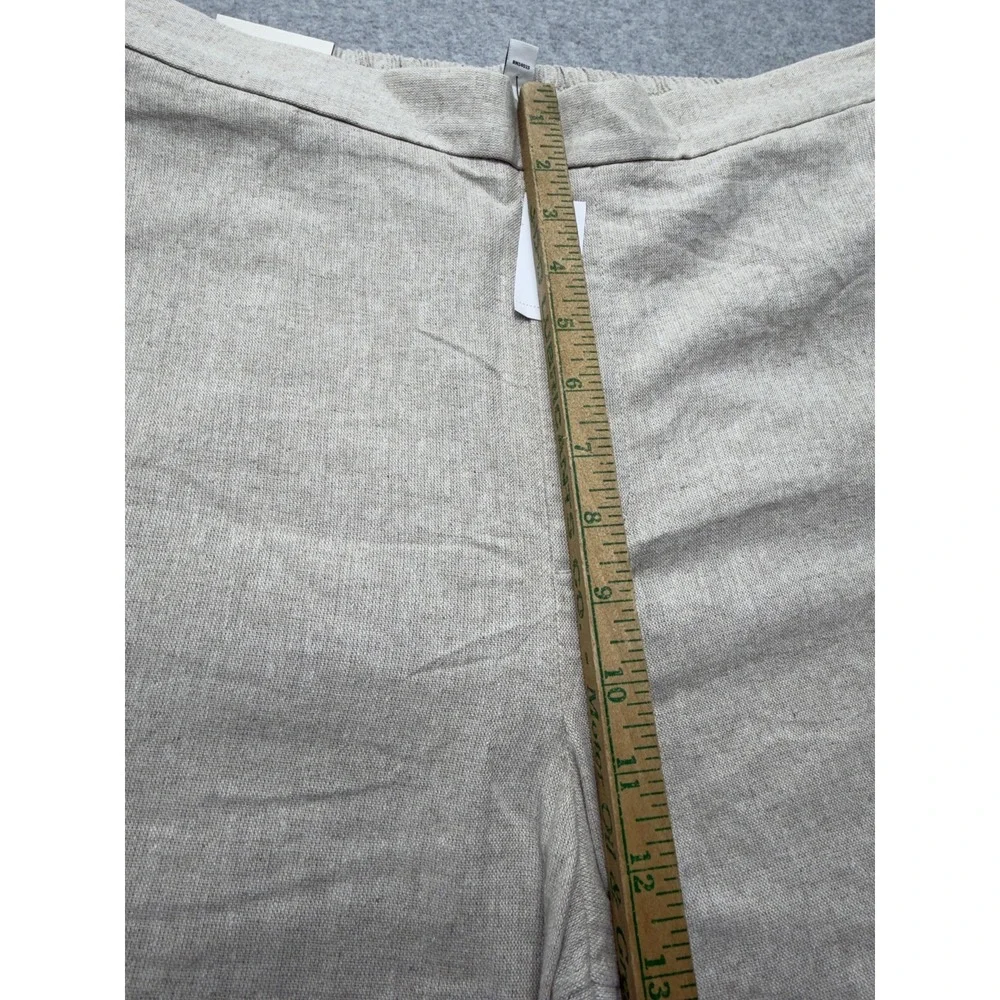Banana Republic Linen‎ Wide Leg Cropped Pants Womens L Beige Pull On Casual